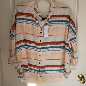 Thermal knit button up sweater